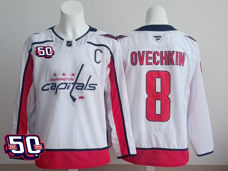 Men 2025 Washington Capitals 8 Ovechkin White Fanatics Home Premium NHL Jersey style 4
